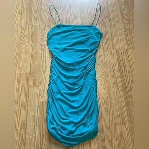 Princess polly blue ruched bodycon mini dress
